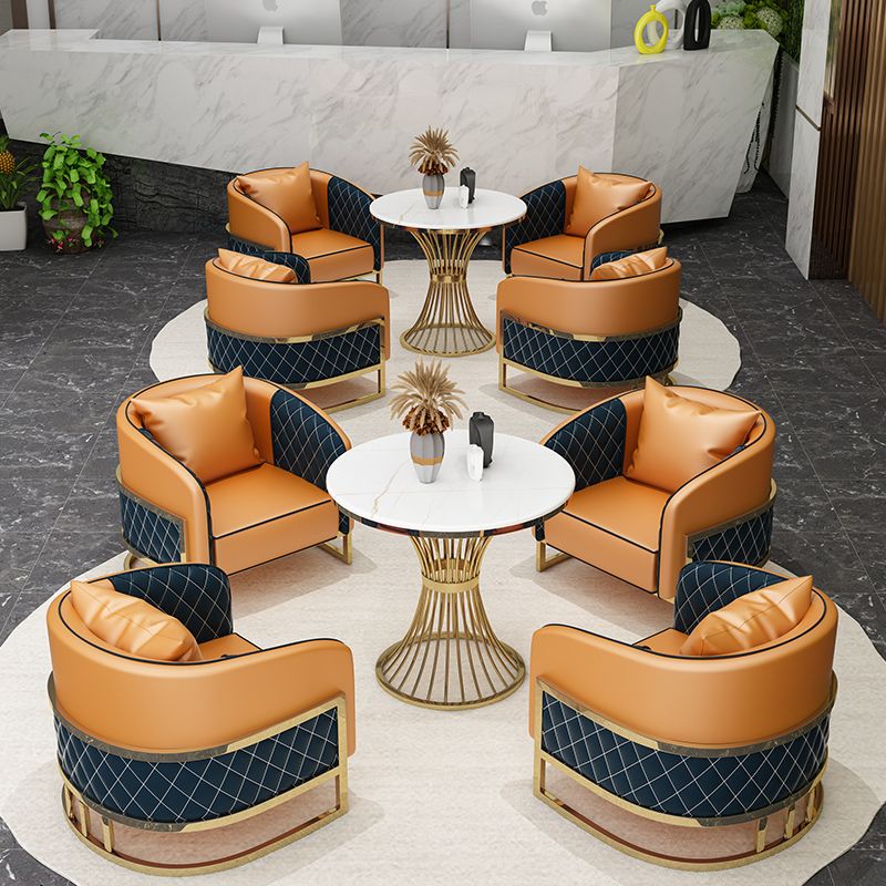 Round Sintered Stone Two-Color Dining Table Glam Pedestal Table for Dining Room Clearhalo ' dining_table' 'Dining Tables & Seating' 'Dining Tables' 'furn' 'furn_dining_table' 'Furniture' 'furniture_dining_table' 'Kitchen & Dining Furniture' 'kitchen&dining_furn' 'kitchen' 'kitchen_dining_table' 1200x1200_e484f059-51fe-4ee3-a582-1a7a42ed2073