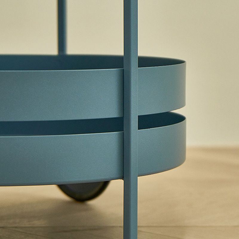 Wheels Accent Side Table with Tray Top in Metal Modern Accent Side Table