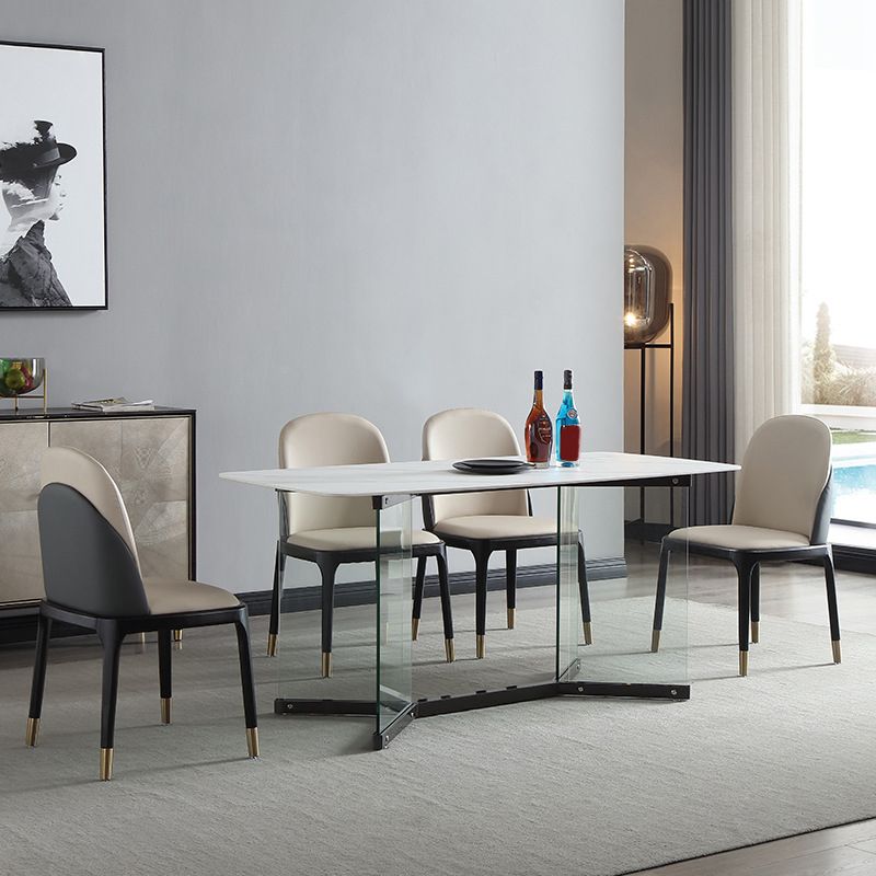 Designer Style Sintered Stone Dining Set Rectangle 1/2/5/7 Pieces Dining Room Table Set Clearhalo 'Dining Room Sets' 'Dining Tables & Seating' 'dining_room_set' 'furn' 'furn_dining_room_set' 'Furniture' 'furniture_dining_room_set' 'Kitchen & Dining Furniture' 1200x1200_e486581e-8c23-4db3-b25a-ddca81f1f346