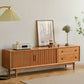Scandinavische tv-mediastandaard massief houten tv-console met 2 lades