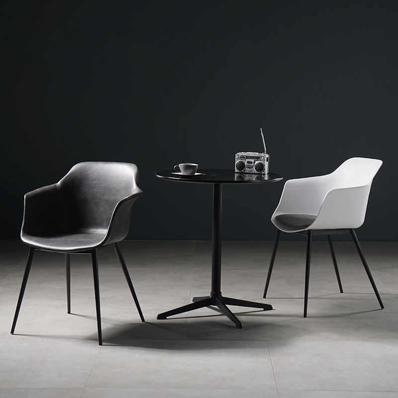 Scandinavian Dining Arm Chair Solid Back Side Chair with 4 Metal Legs for Home Use Clearhalo ' kitchen&dining_furn' 'Dining Chairs' 'Dining Tables & Seating' 'dining_chair' 'Furniture' 'furniture_dining_chair' 'Kitchen & Dining Furniture' 'kitchen' 1200x1200_e48862d9-3cf0-4516-9d36-baeba3704217