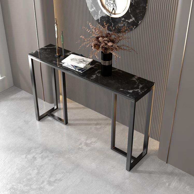 Modern Accent Table with Stone Top and Black Frame Base Console Clearhalo 'Console Tables' 'console_tables' 'Entry & Mudroom Furniture' 'furn' 'furn_console_tables' 'Furniture' 1200x1200_e48bd682-1152-4037-a3e4-5d396576aaff