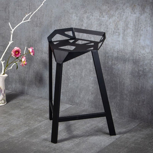 Black Iron Low Back Barstool Industrial Style Hollowed Out Design Tall Stool Clearhalo 'Bar Furniture' 'Bar Stools' 'bar_stools' 'furn' 'furn_bar_stools' 'furniture_bar_stools' 'Kitchen & Dining Furniture' 'kitchen&dining_furn' 'kitchen' 'kitchen_furn' Furniture' 1200x1200_e48c10b5-2b12-4d01-92e8-dc9f0c4d10d4