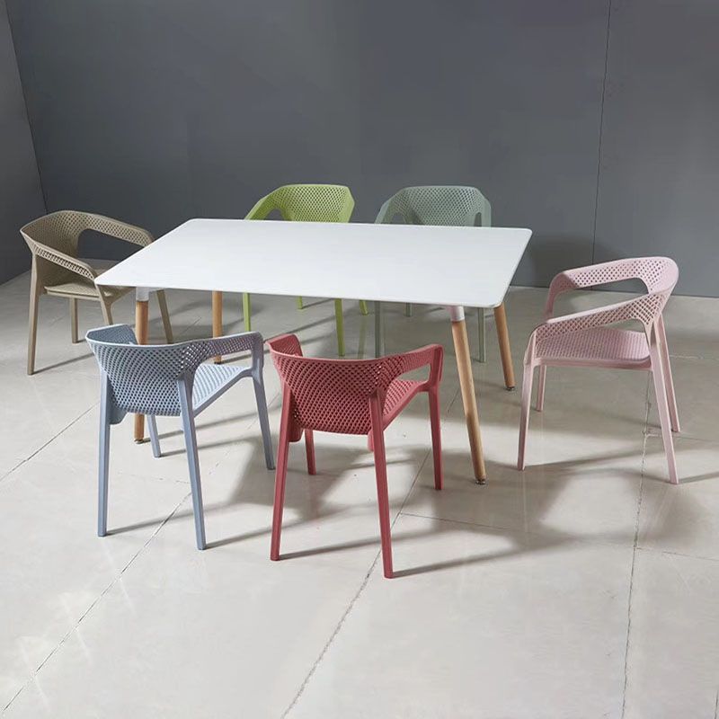 Modern Stackable Chairs Dining Arm Chair with Plastic Legs for Kitchen Clearhalo ' kitchen&dining_furn' 'Dining Chairs' 'Dining Tables & Seating' 'dining_chair' 'furn' 'furn_dining_chair' 'Furniture' 'furniture_dining_chair' 'Kitchen & Dining Furniture' 'kitchen' 1200x1200_e48d49dc-bb52-4cb1-9f9f-de724f40bb30