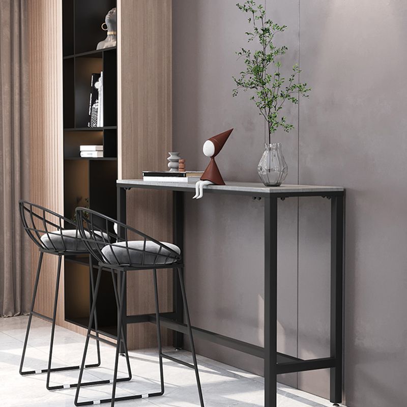 Marble Pub Table with Rectangle Table Top Double Pedestal Table - 41.3" H Clearhalo 'Bar Furniture' 'Bar Tables' 'bar_tables' 'furn' 'furn_bar_tables' 'Furniture' 'furniture_bar_tables' 'Kitchen & Dining Furniture' 1200x1200_e48fb98c-f698-4cbe-bae1-2f647842e651