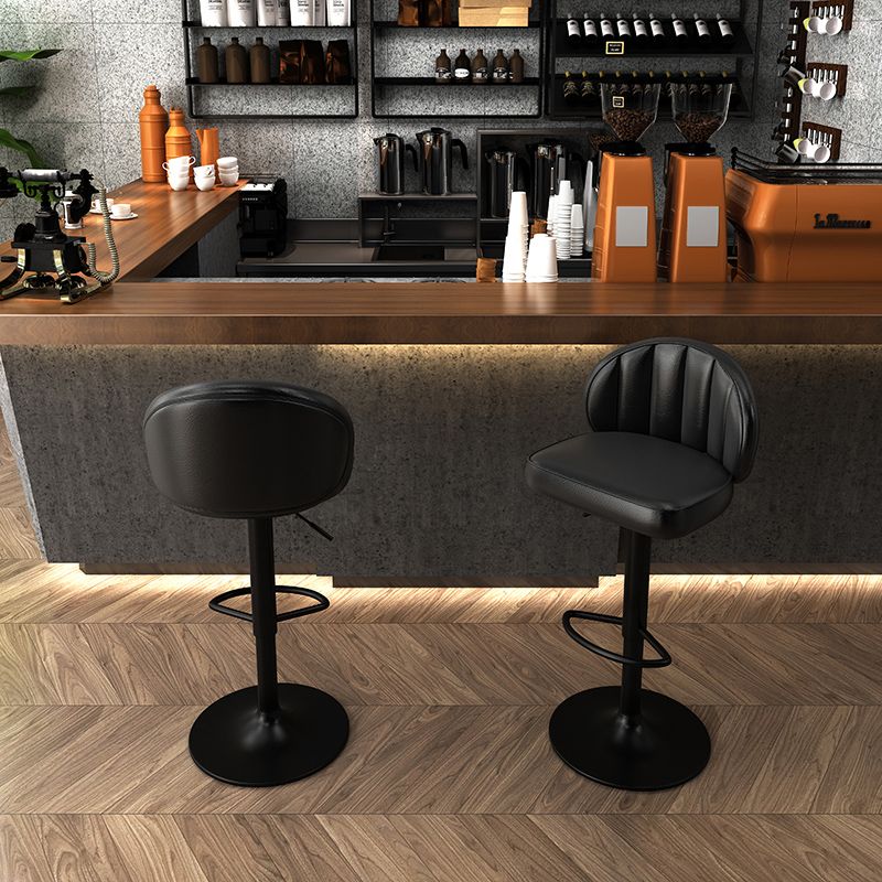 Contemporary Faux Leather Bar Stool Footrest Low Back Adjustable Height Swivel Stool Clearhalo 'Bar Furniture' 'Bar Stools' 'bar_stools' 'furn' 'furn_bar_stools' 'furniture_bar_stools' 'Kitchen & Dining Furniture' 'kitchen&dining_furn' 'kitchen' 'kitchen_furn' Furniture' 1200x1200_e490ba0f-3a87-4e03-9d46-5f46beab433e