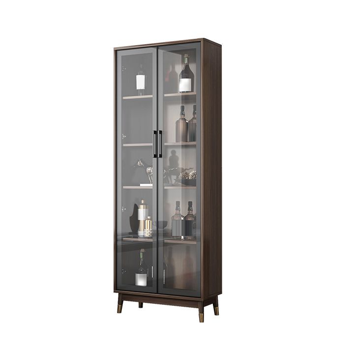 Puerta de vidrio de piso moderna de madera de madera fabricada en marrón