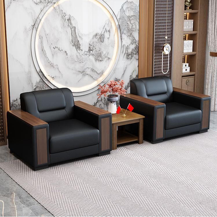 Square Arm Sofa 34.64" High Faux Leather/Genuine Leather Sofa