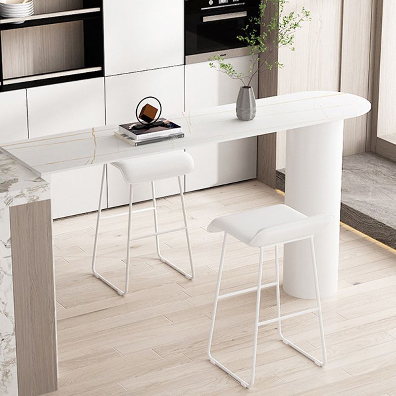 White Modern Style Bar Table in Iron Top and Faux Marble Milk Tea Shop Bar Table Clearhalo 'Bar Furniture' 'Bar Tables' 'bar_tables' 'furn' 'furn_bar_tables' 'Furniture' 'furniture_bar_tables' 'Kitchen & Dining Furniture' 1200x1200_e4965b3a-8502-450c-97eb-09a038dd77ab