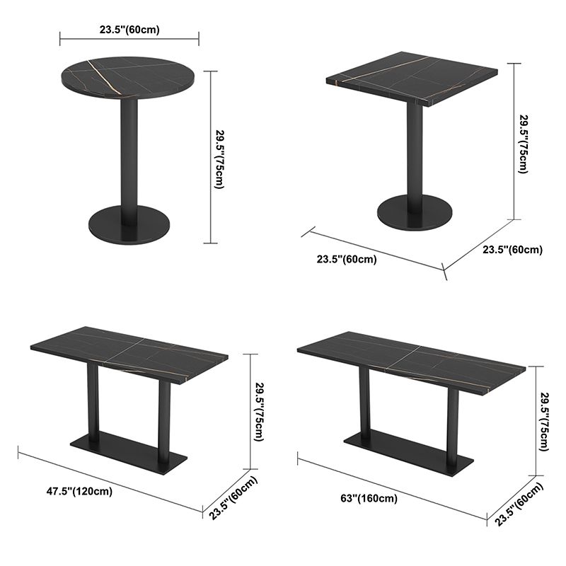 Industrial Sintered Stone Dinner Room Kitchen Table Black Top Table with Black Frame Clearhalo ' dining_table' 'Dining Tables & Seating' 'Dining Tables' 'furn' 'furn_dining_table' 'Furniture' 'furniture_dining_table' 'Kitchen & Dining Furniture' 'kitchen&dining_furn' 'kitchen' 'kitchen_dining_table' 1200x1200_e49676f7-7035-4dbf-a350-029c5f3d715c