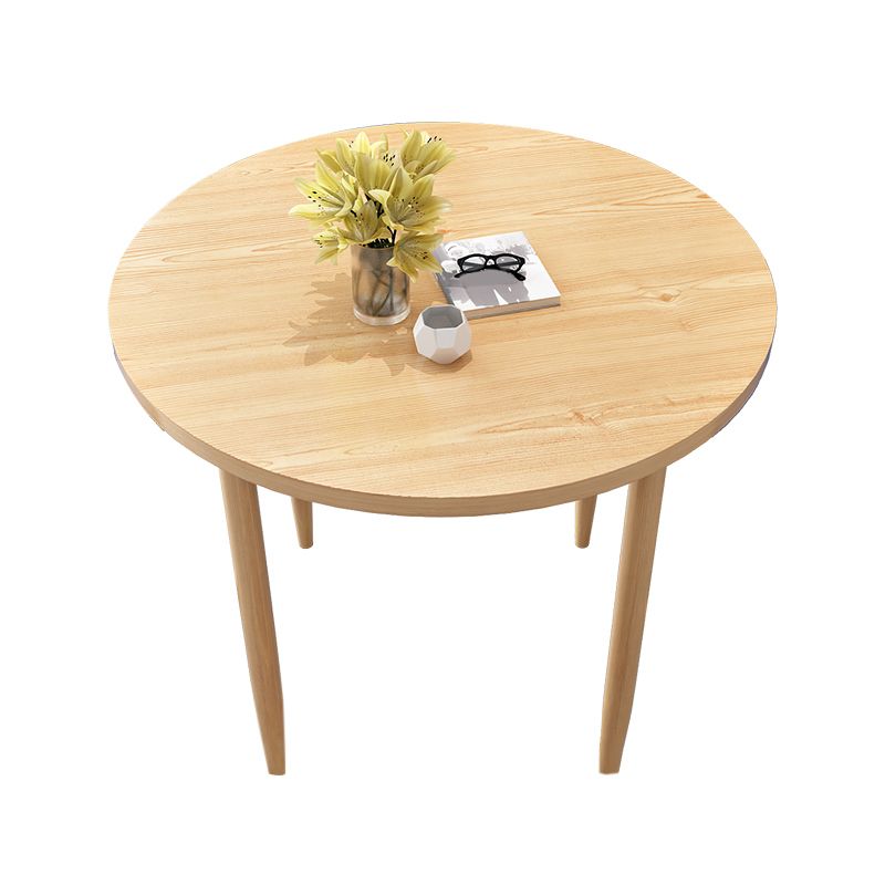 Modern Round Dinner Table Natural Oak Wooden Tabletop for 2 Persons