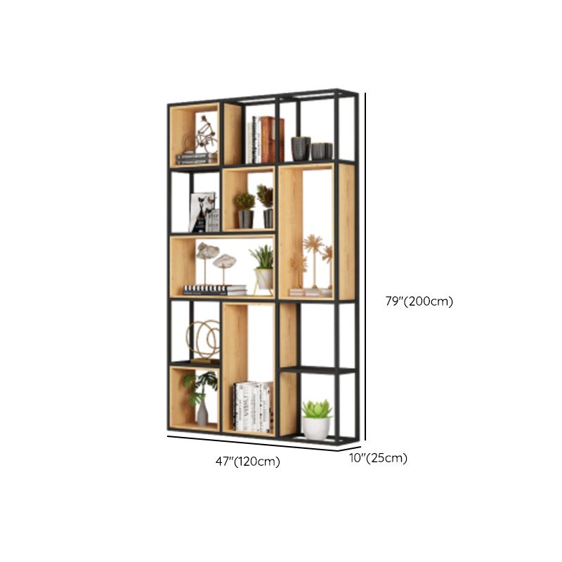 Natural Standard Bookcase Industrial Wooden Open Back Bookshelf Clearhalo 'Bookcases' 'furn' 'furn_bookcases' 'Furniture' 'Office Furniture' 1200x1200_e4975ed9-dfdb-40fe-8c1e-5c691ae0a632