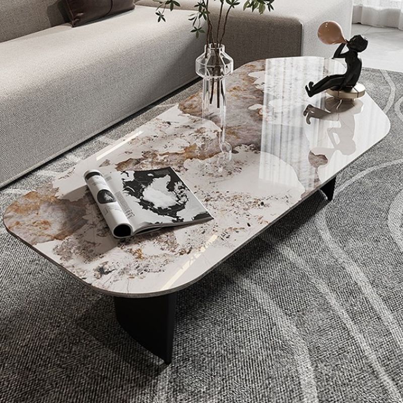 Glam Irregular Slate Top Cocktail Table Sled 15.7" H Coffee Table Clearhalo 'Coffee & Accent Tables' 'Coffee Tables' 'coffee_tables' 'furn' 'furn_coffee_tables' 'Furniture' 'Living Room Furniture' 1200x1200_e49784b8-df60-4124-8813-4047217e78c4