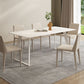 Modern Rectangle Dining Table White Stone Tabletop with Metal Sled Base