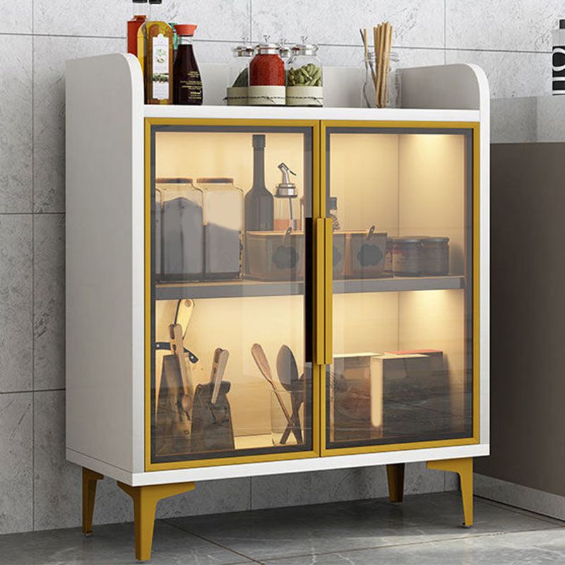 Moderner Glastür -Server Holzdinnerserverkabinett ohne LED -Leuchten