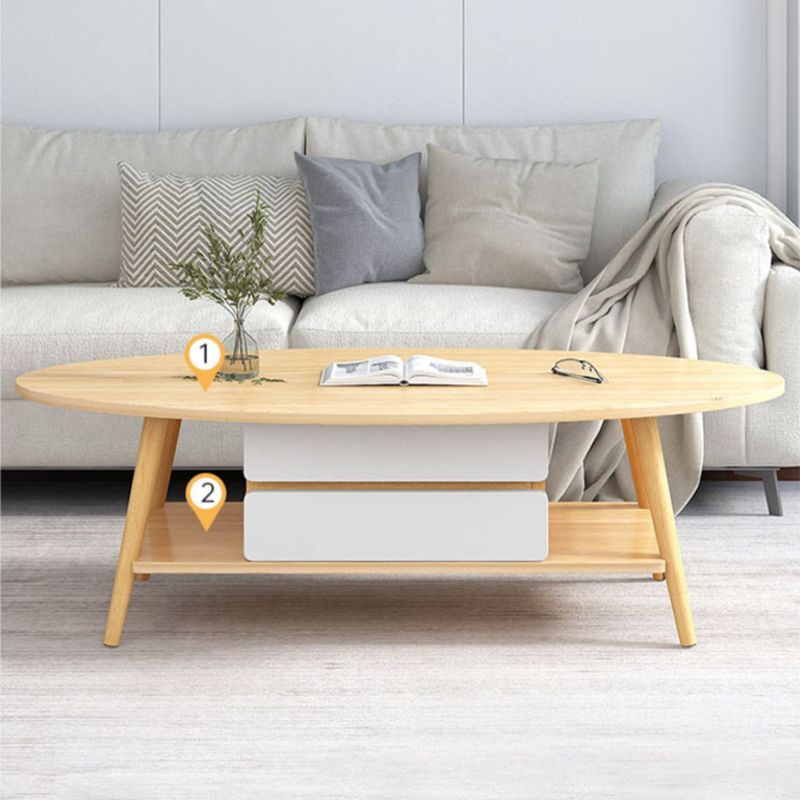Contemporary Wooden Coffee Table 4 Legs Cocktail Table with Shelf Clearhalo 'Coffee & Accent Tables' 'Coffee Tables' 'coffee_tables' 'furn' 'furn_coffee_tables' 'Furniture' 'Living Room Furniture' 1200x1200_e49b737c-dfde-41c0-9dd4-3ed41000cee3