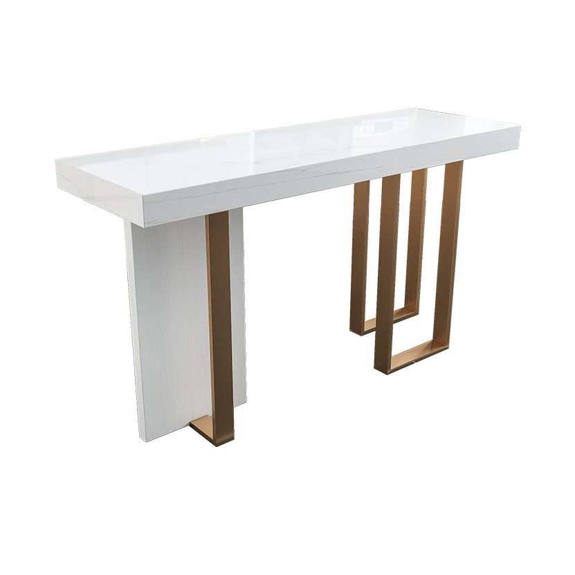 Modern Bar Table 42-inch Height White Artificial Marble Top and Metal Base Bistro Table Clearhalo 'Bar Furniture' 'Bar Tables' 'bar_tables' 'furn' 'furn_bar_tables' 'Furniture' 'furniture_bar_tables' 'Kitchen & Dining Furniture' 1200x1200_e49eb9c5-88bc-4bb3-a617-08a7f65a1196