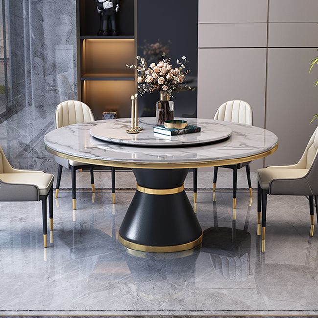 Metal Modern Style Round Dining Table Sintered Stone Table for Home Kitchen Clearhalo ' dining_table' 'Dining Tables & Seating' 'Dining Tables' 'furn' 'furn_dining_table' 'Furniture' 'furniture_dining_table' 'Kitchen & Dining Furniture' 'kitchen&dining_furn' 'kitchen' 'kitchen_dining_table' 1200x1200_e49f2b38-d827-417a-9a79-cf35dc527328