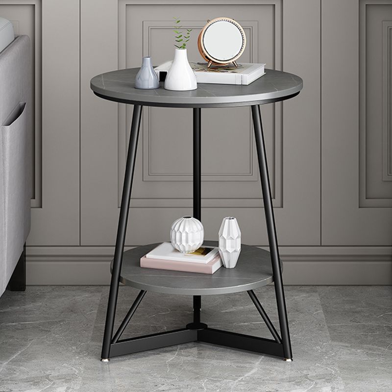 23.6" Tall Modern Round Slate Top Side Table Metal Cross-leg End Table with Shelf Clearhalo 'Coffee & Accent Tables' 'End & Side Tables' 'end_side_tables' 'furn' 'furn_end_side_tables' 'Furniture' 'Living Room Furniture' 1200x1200_e4a237be-0962-47ca-b0ad-50e41861ec9a