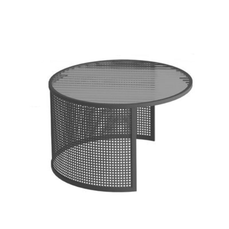 Modernismo Tavolo da cocktail in vetro e caffè in acciaio - 17,7 "/19.7" H