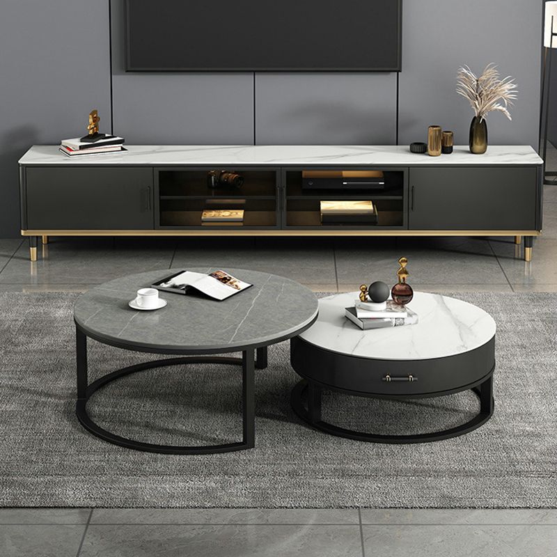 Console porta TV in pietra Console multimediale per TV con contenitore chiuso con gambe