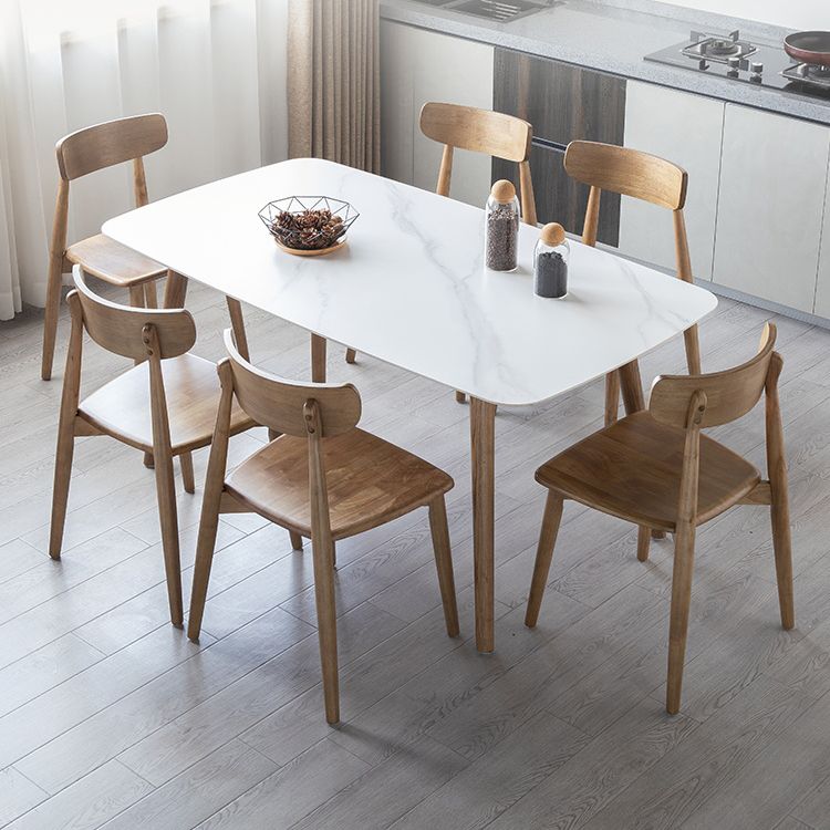 Simple Sintered Stone Dining Table 4 Legs Wood Base Rectangle Table for Home Clearhalo ' dining_table' 'Dining Tables & Seating' 'Dining Tables' 'furn' 'furn_dining_table' 'Furniture' 'furniture_dining_table' 'Kitchen & Dining Furniture' 'kitchen&dining_furn' 'kitchen' 'kitchen_dining_table' 1200x1200_e4a41edb-cbe4-438e-b076-307e1fb031ff