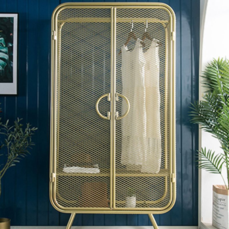 Modern Hinged Door Wardrobe for Home Matte Finish Cabinet with Metal Frame Clearhalo 'Armoires & Wardrobes' 'armoires_wardrobes' 'Bedroom Furniture' 'furn' 'furn_armoires_wardrobes' 'Furniture' 1200x1200_e4a46b91-ef32-4c33-b42d-360b6c54c266