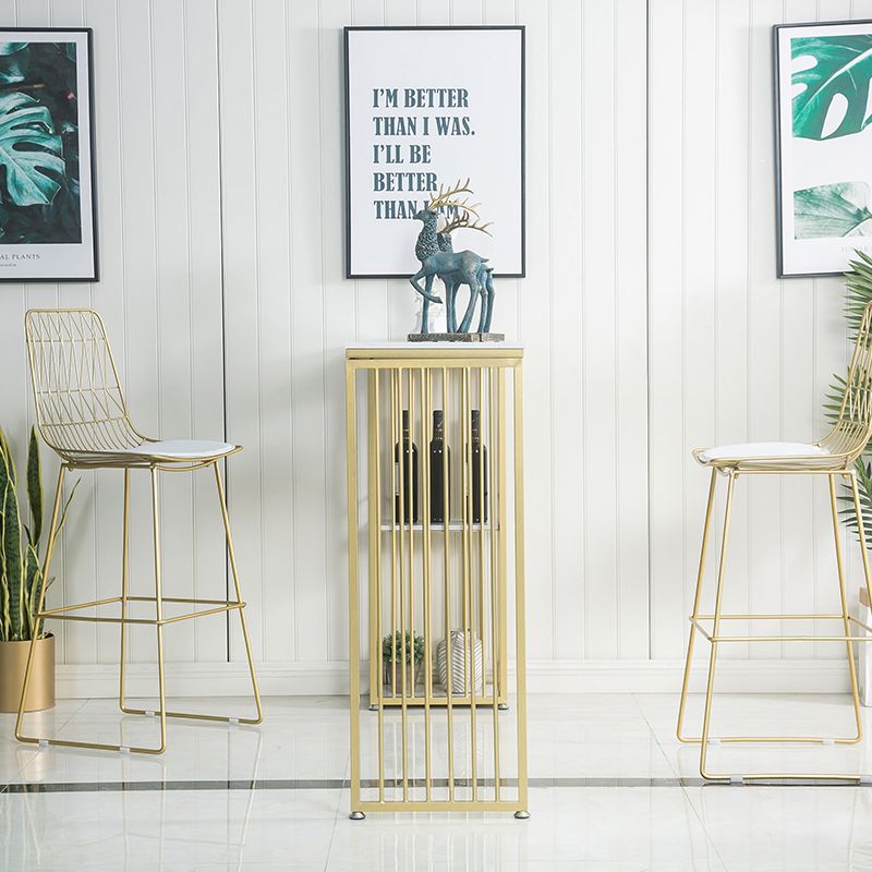 Tavolo da bar del patio contemporaneo rettangolare doppio tavolino in marmo bianco.