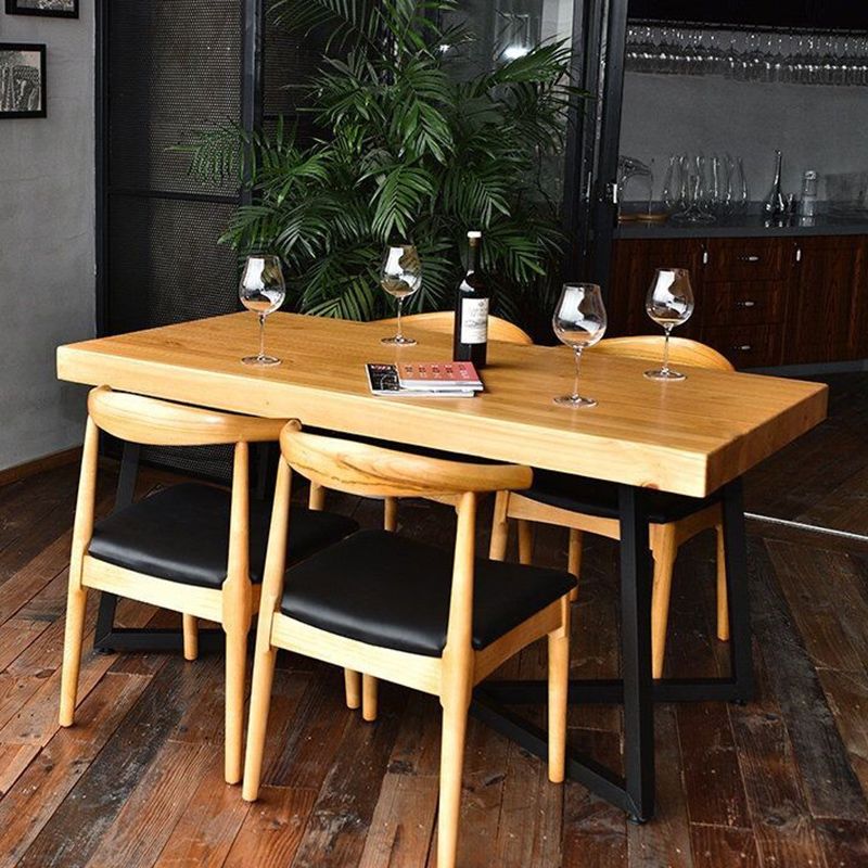 Natural Finish Solid Wood Dining Set 1/2/5 Pcs Industrial Dinette Table Set for Home Clearhalo 'Dining Room Sets' 'Dining Tables & Seating' 'dining_room_set' 'furn' 'furn_dining_room_set' 'Furniture' 'Kitchen & Dining Furniture' 1200x1200_e4a5ddb2-b462-435f-a3f0-ec81c045065e