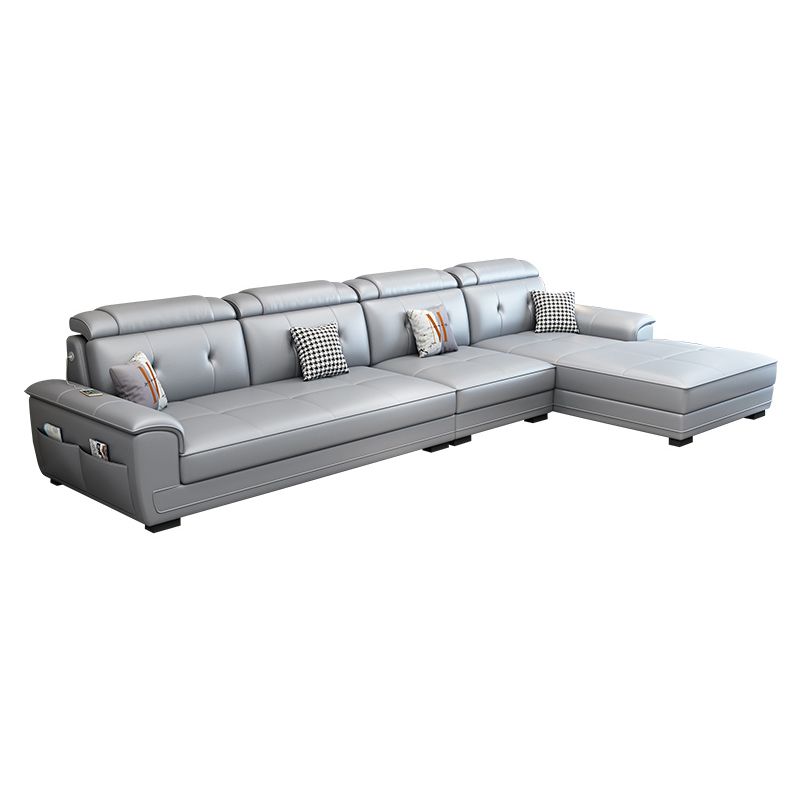 133.07" L x 70.86" W x 35.43" H Stain-Resistant Faux Leather Pillow Top Arm Sectionals Clearhalo 'furn' 'furn_sectionals' 'Furniture' 'furniture_sectionals' 'kitchen' 'kitchen_sectionals' 'Living Room Furniture' 'Sectionals' 1200x1200_e4a6bcf5-d403-455b-ac01-41cec99386eb