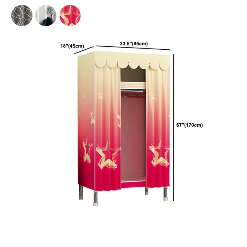 Moderne Style Garderobe Metal 2 Regale Kleiderschrankschrank für Schlafzimmer