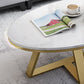 Modern Rectangular Slate 4 Legs Coffee Table White Champagne Cocktail Table
