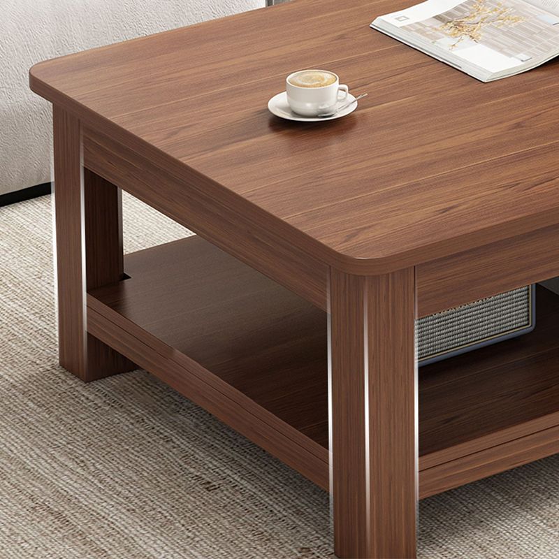 4 Legs Wood Cocktail Table No Distressing Coffee Table with Storage Shelf Clearhalo 'Coffee & Accent Tables' 'Coffee Tables' 'coffee_tables' 'furn' 'furn_coffee_tables' 'Furniture' 'Living Room Furniture' 1200x1200_e4aa5c51-ff43-4452-99bf-03189d880a59