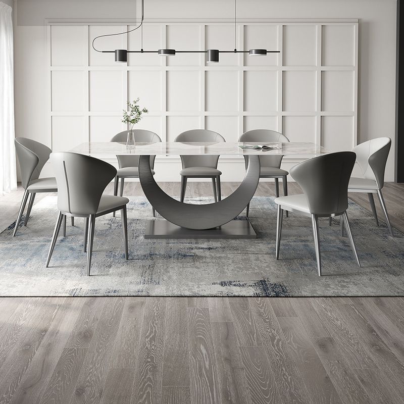 Cocina silla lateral contemporánea piernas gris silla de comedor de ala