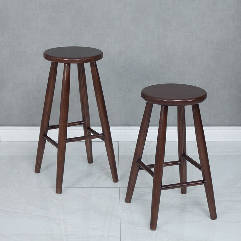 Modern Round Counter Bar Stool Wood Backless Bar Stool with Footrest