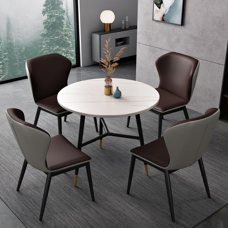 Traditional Luxury Style Dining Table Round Sintered Stone Table with Black Frame Clearhalo ' dining_table' 'Dining Tables & Seating' 'Dining Tables' 'furn' 'furn_dining_table' 'Furniture' 'furniture_dining_table' 'Kitchen & Dining Furniture' 'kitchen&dining_furn' 'kitchen' 'kitchen_dining_table' 1200x1200_e4abe730-bbab-4bc0-bec6-f5461800d324