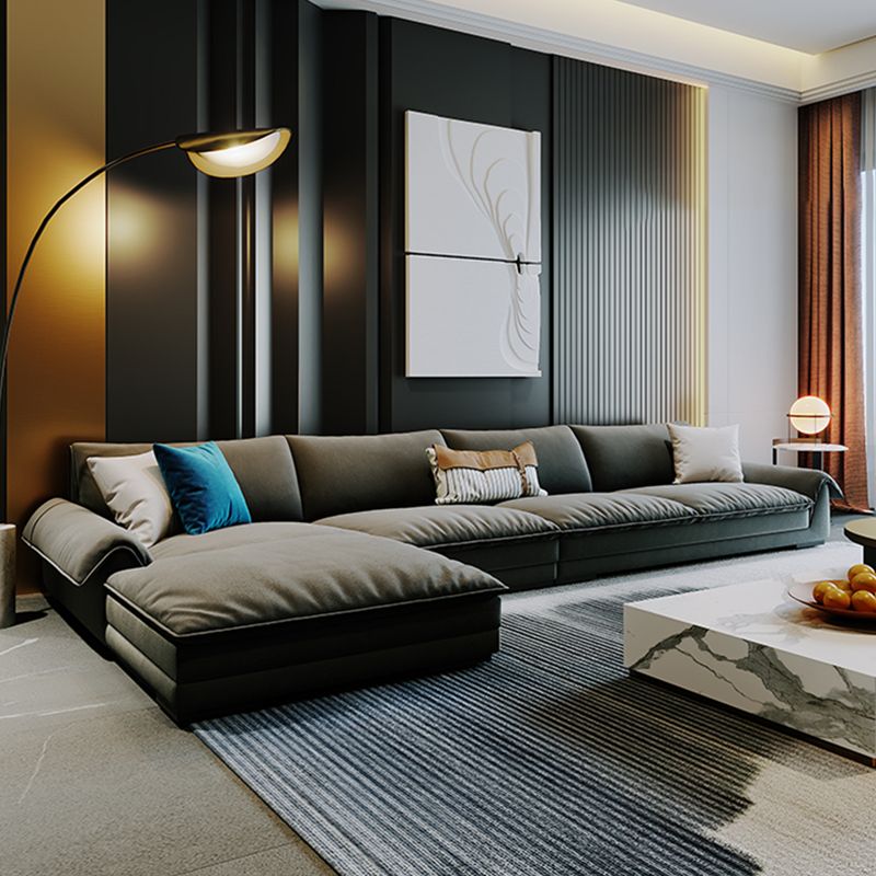 Contemporary Stationary Fabric Living Room Flared Arm Pillows Seating Clearhalo 'furn' 'furn_sectionals' 'Furniture' 'Living Room Furniture' 'Sectionals' 1200x1200_e4ad95e7-a79e-4cb6-8da6-c37431f2c1b2