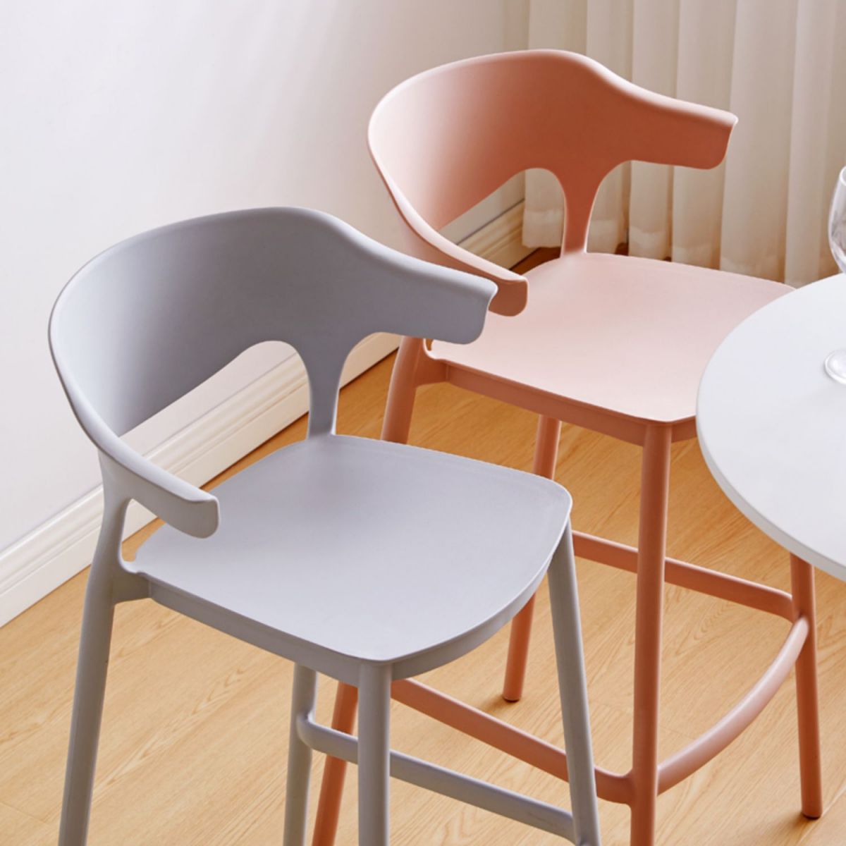 Scandinavia Style Bar-stool Plastic Legs Square Seat Barstool with Low Back for Kitchen Clearhalo 'Bar Furniture' 'Bar Stools' 'bar_stools' 'furn' 'furn_bar_stools' 'furniture_bar_stools' 'Kitchen & Dining Furniture' 'kitchen&dining_furn' 'kitchen' 'kitchen_furn' Furniture' 1200x1200_e4ae2d00-b394-43d1-8256-50e6d7802f7f