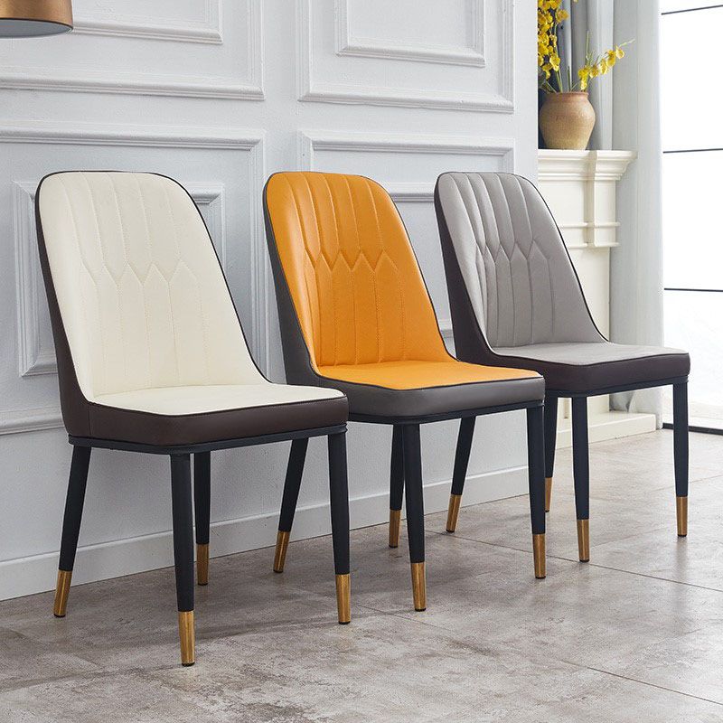 Modern Style Metal Armless Chair Faux Leather Side Chair for Dining Room Clearhalo 'Dining Chairs' 'Dining Tables & Seating' 'dining_chair' 'furn' 'furn_dining_chair' 'Furniture' 'furniture_dining_chair' 'Kitchen & Dining Furniture' 1200x1200_e4af1820-d38c-4bd3-819d-04568f915de3
