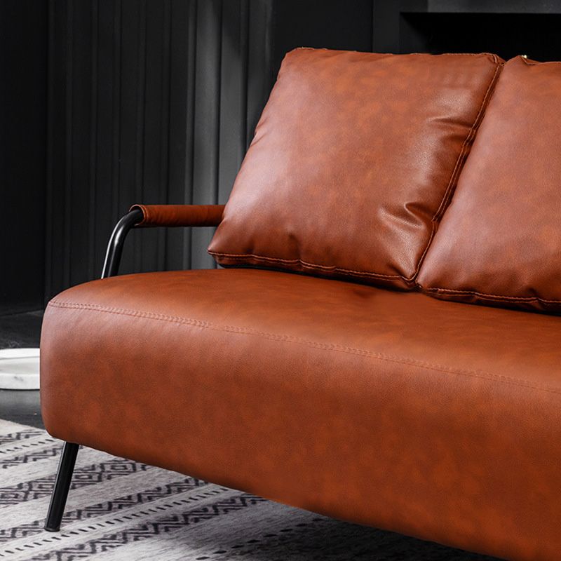 3 plazas 27.5 "H PU Cuero Sofá de brazo cuadrado de color sólido para sala de estar