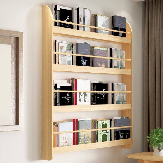 Pine Wood Wall Mounted Bookshelf Natural Scandinavian Bookcase for Bedroom Clearhalo 'Bookcases' 'Furniture' 'furniture_bookcases' 'Office Furniture' 1200x1200_e4b19f8d-4bda-4c69-aaa8-3bf3f204ba37