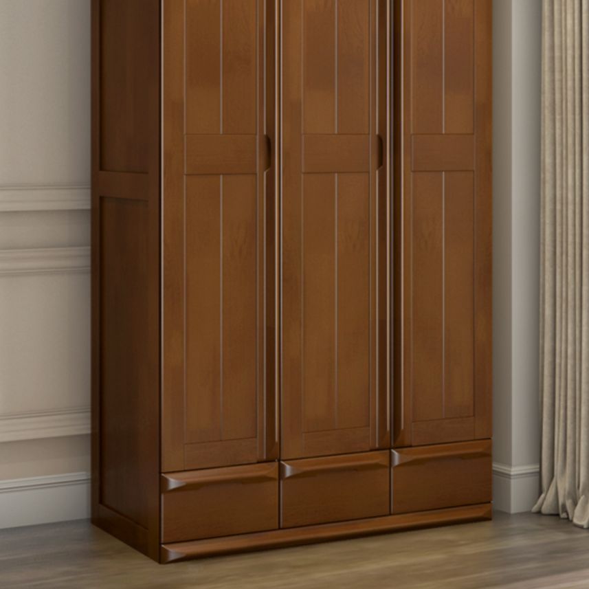 Rubberwood Wardrobe Cabinet With Drawer Traditional Wardrobe Closet Clearhalo 'Armoires & Wardrobes' 'armoires_wardrobes' 'Bedroom Furniture' 'furn' 'furn_armoires_wardrobes' 'Furniture' 1200x1200_e4b1e49e-553f-4e95-83ee-0bdc3845496b