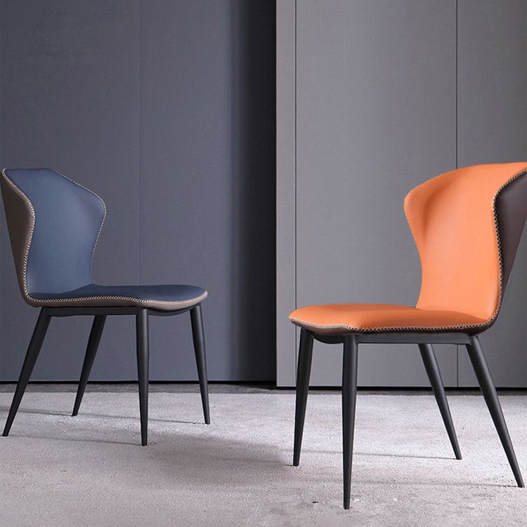 Contemporary Metal Dining Armless Chair Wingback Parsons Chair for Home Use Clearhalo ' kitchen&dining_furn' 'Dining Chairs' 'Dining Tables & Seating' 'dining_chair' 'furn' 'furn_dining_chair' 'Furniture' 'furniture_dining_chair' 'Kitchen & Dining Furniture' 'kitchen' 1200x1200_e4b2eddd-1dba-40b9-a767-50d60f199149