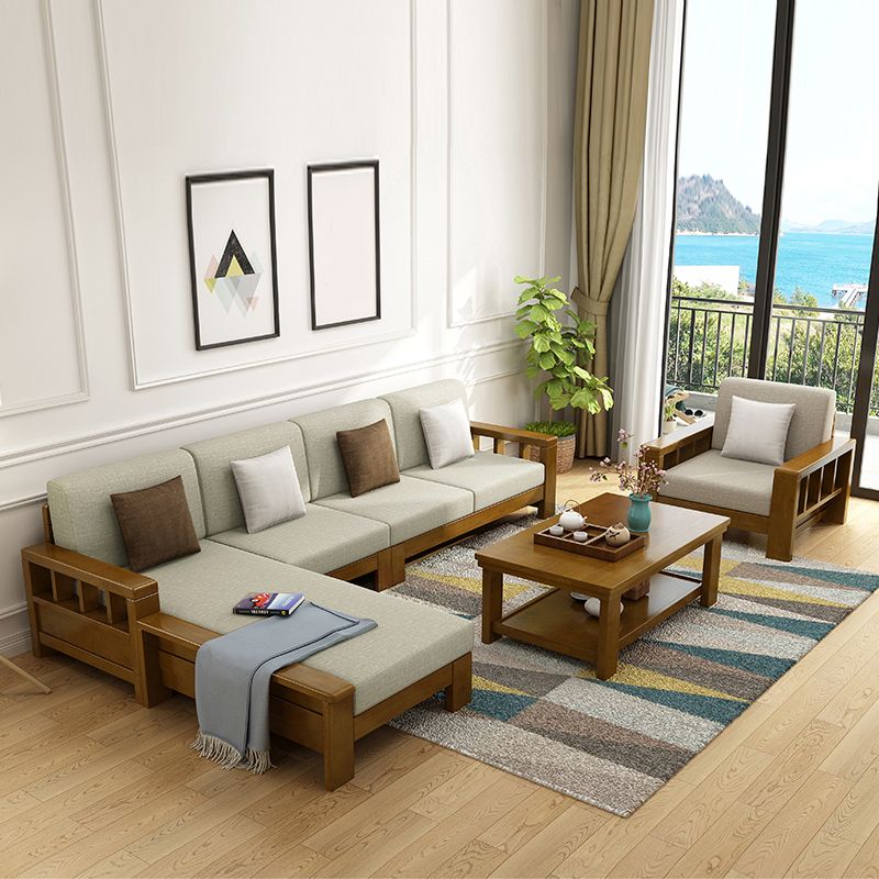 Craftsman Recessed Arm Sofa with Pillows 33.46" for Living Room