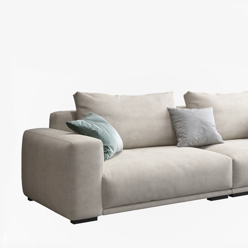 Modernism Cushions Sofa & Chaise 33.46" H Faux Leather Loose Back Sofa in White Clearhalo 'furn' 'furn_sectionals' 'Furniture' 'furniture_sectionals' 'Living Room Furniture' 'Sectionals' 1200x1200_e4b68a8b-f704-4b1d-a1ec-3218a68b4539