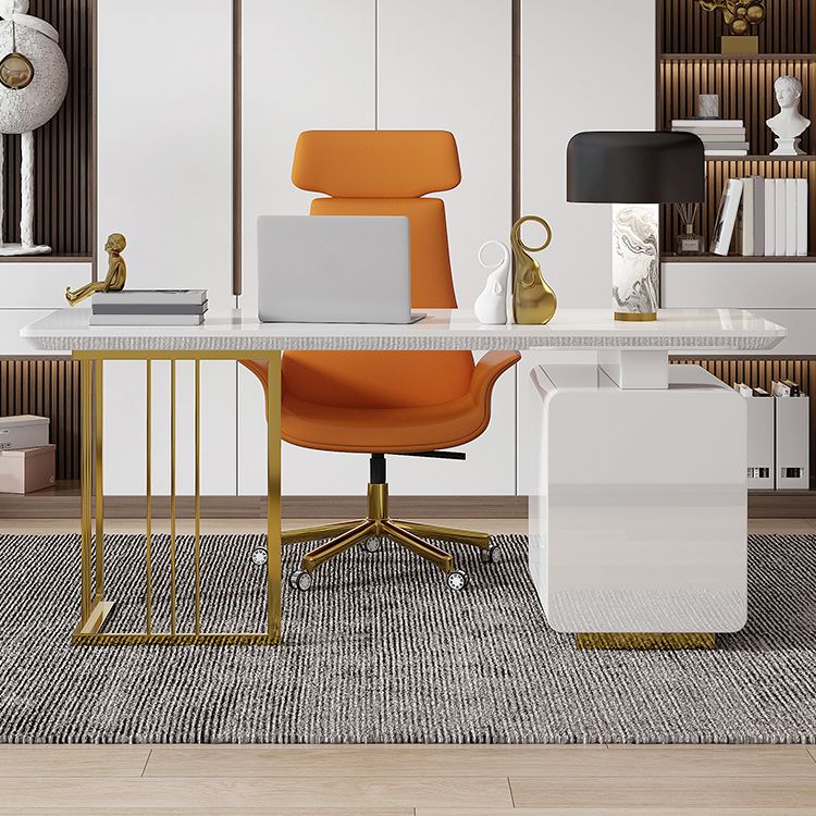 Modern Glass Office Working Table Rectangle Writing Desk with Drawers Clearhalo 'furn' 'furn_office_desk' 'Furniture' 'Office Desks' 'Office Furniture' 'office_desk' 1200x1200_e4b6ba79-2abe-407f-8082-07c3c2c168e6