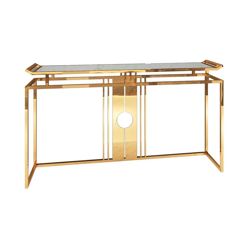 Glam Console Table Marble Accent Table in Gold for Hall , 12 Inch Wide Clearhalo 'Console Tables' 'console_tables' 'Entry & Mudroom Furniture' 'furn' 'furn_console_tables' 'Furniture' 1200x1200_e4b996be-ad6a-4a91-9a62-154311905ff1