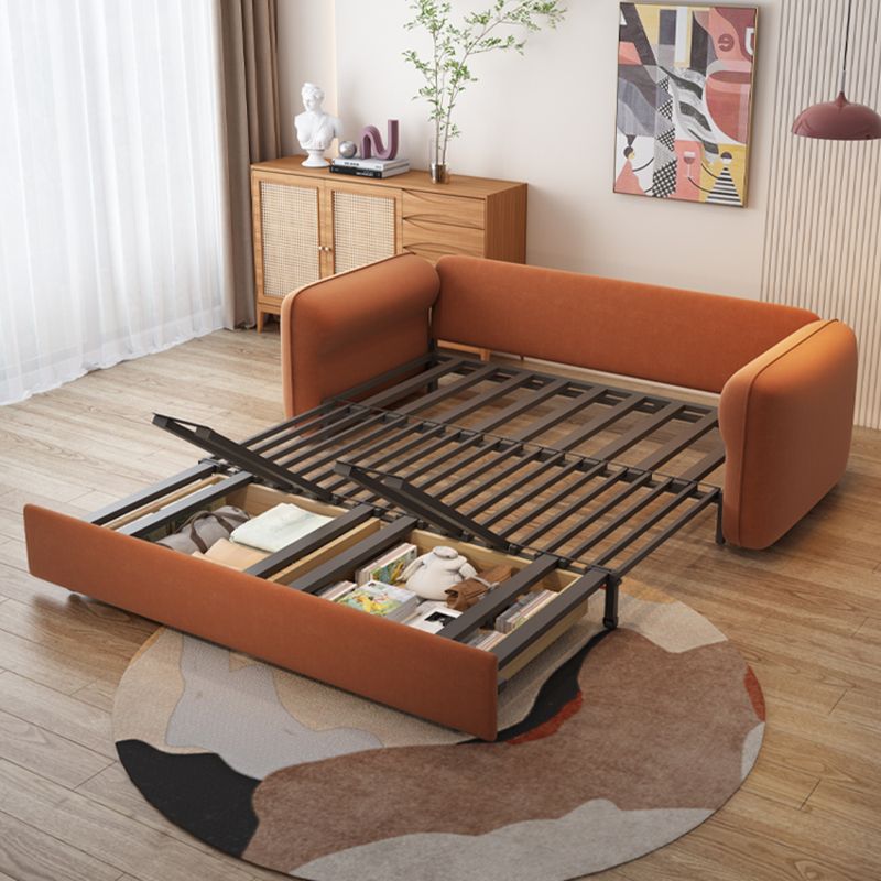 Divano letto convertibile contemporaneo di divano con cuscini in arancione