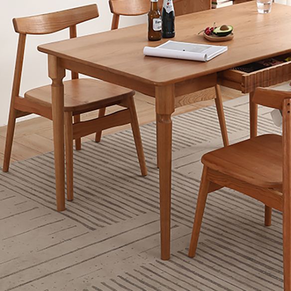 Contemporary Solid Wood Top Dining Room Set Built-in Drawer Design Dining Table Furniture Clearhalo 'Dining Room Sets' 'Dining Tables & Seating' 'dining_room_set' 'furn' 'furn_dining_room_set' 'Furniture' 'furniture_dining_room_set' 'Kitchen & Dining Furniture' 'kitchen&dining_furn' 'kitchen' 1200x1200_e4bc334c-0db4-4e66-b7d9-7c10b6f5a2ba