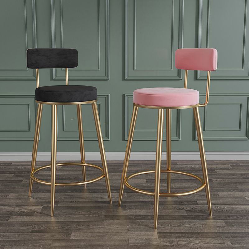 Glam Metal Upholstered Bar Stool Bristol Barstool with Iron Legs and Low Cushion Back Clearhalo 'Bar Furniture' 'Bar Stools' 'bar_stools' 'furn' 'furn_bar_stools' 'furniture_bar_stools' 'Kitchen & Dining Furniture' 'kitchen&dining_furn' 'kitchen' 'kitchen_furn' Furniture' 1200x1200_e4bdbdac-b391-4e7b-ad88-520fe4081556